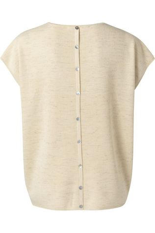 Pull Vneck With Button Detail At Center Back