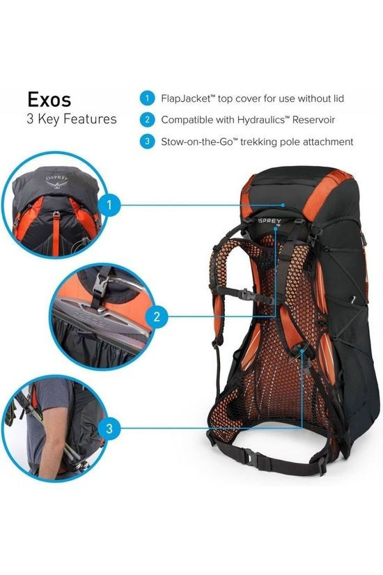 Osprey Tourpack Exos 38 Black/Mid Red