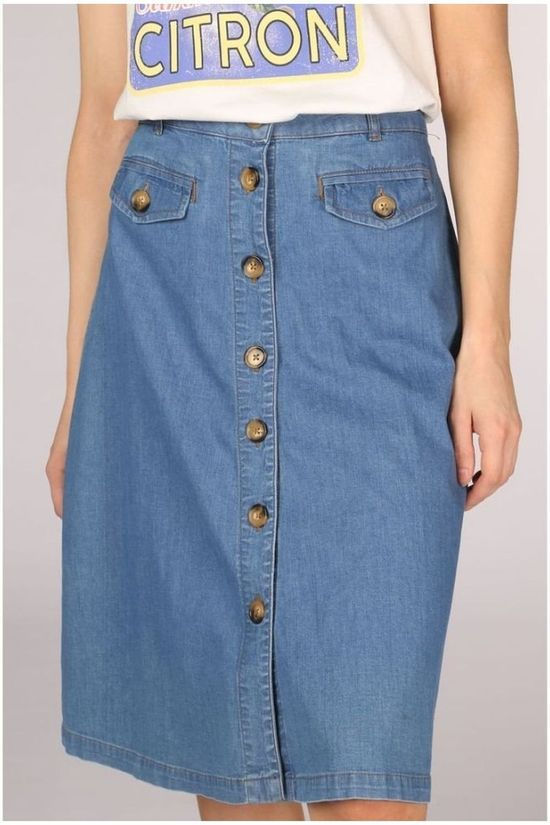 King Louie Jupe Caroll Chambray mid blue