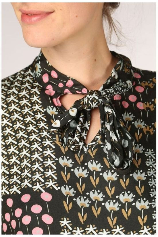 La Fée Maraboutée Blouse FC1051 Mid Khaki/Ass. Flower