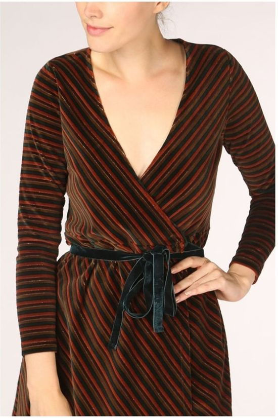 King Louie Robe Wrap Nikki Stripe mid khaki/rust