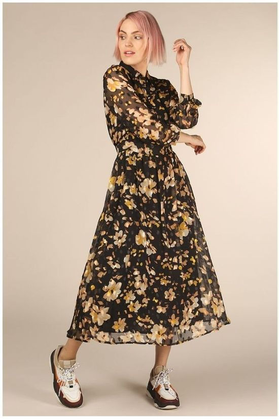 FRNCH Robe Andrine Black/Ass. Flower