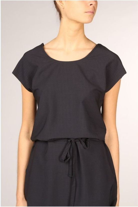 Ayacucho Jurk Graciosa Bamboo Seersucker Am Black