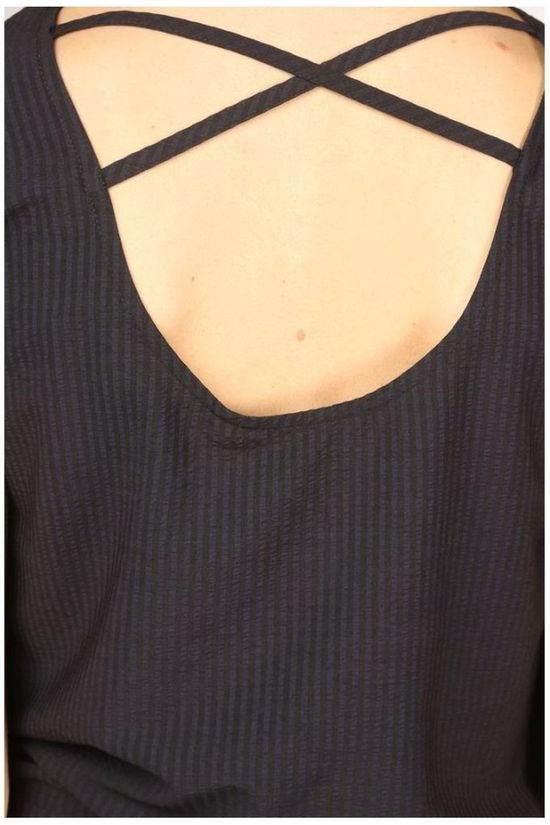 Ayacucho Jurk Graciosa Bamboo Seersucker Am Black