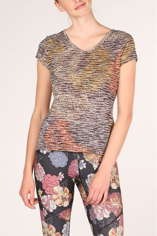 Royal Robbins T-Shirt Featherweight Dark Grey/Ass. Flower