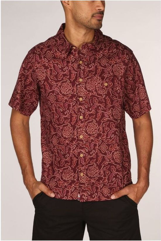 Sherpa Chemise Kiran SS Dark Red/Ass. Flower