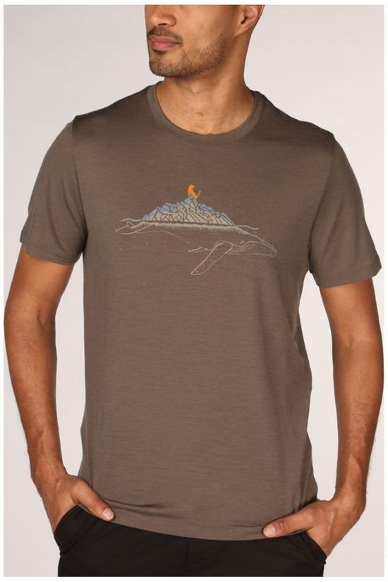 Icebreaker T-Shirt Ice Tech Lite Tee Whitecap Whale Taupe