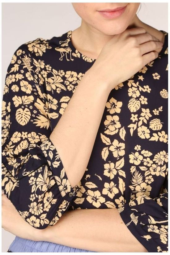 Scotch & Soda Blouse 3/4 Length Sleeve Printed Ladder Navy Blue/Assorted / Mixed