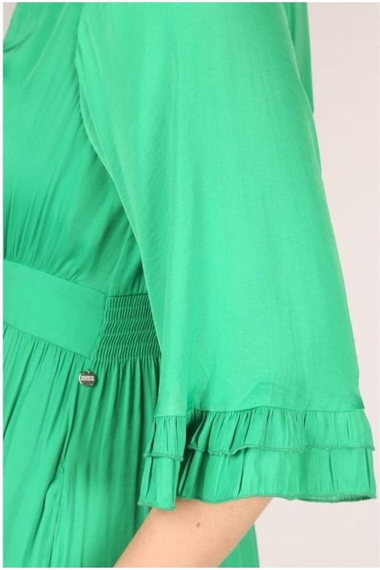 Scotch & Soda Robe Midi Length V-Neck With Ruffles mid green