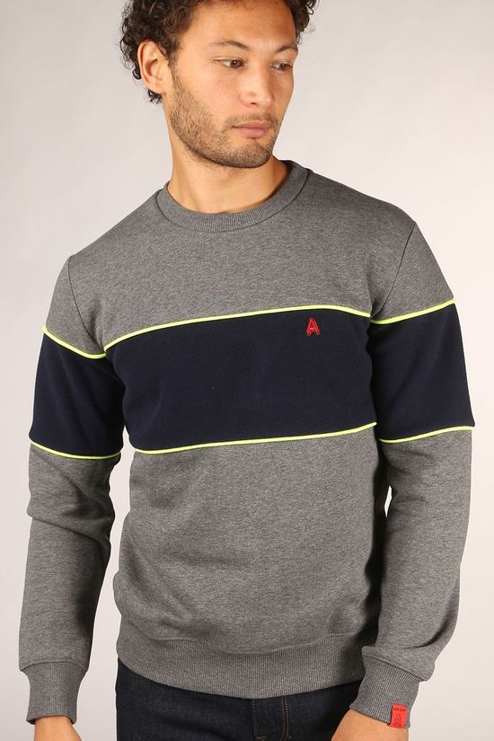 Antwrp Trui 2002-Bsw009 Dark Grey Marle/Dark Blue