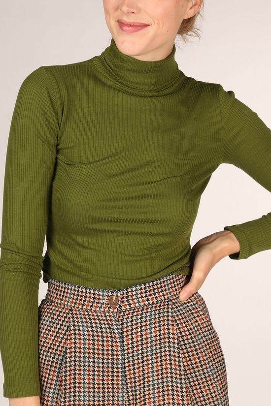 King Louie Souspull Rollneck Uni Rib Tencel green