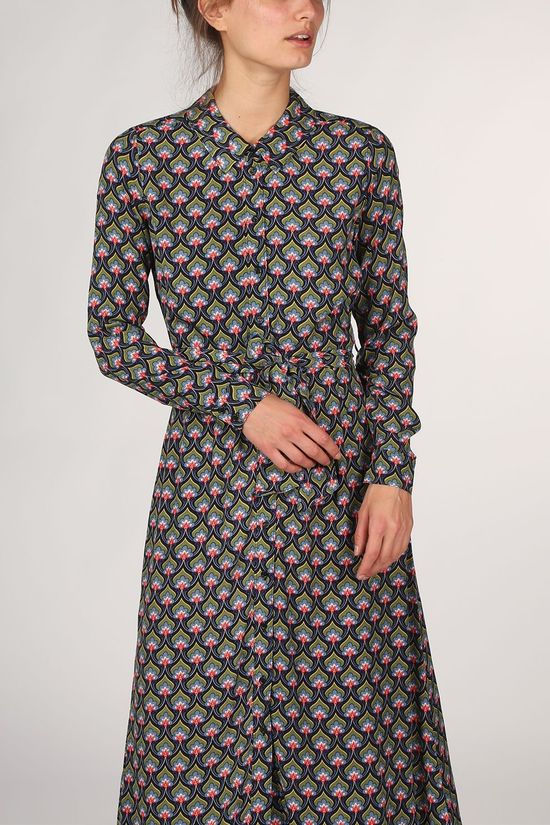 King Louie Robe Rosie Midi Emperor Dark Green/Ass. Flower