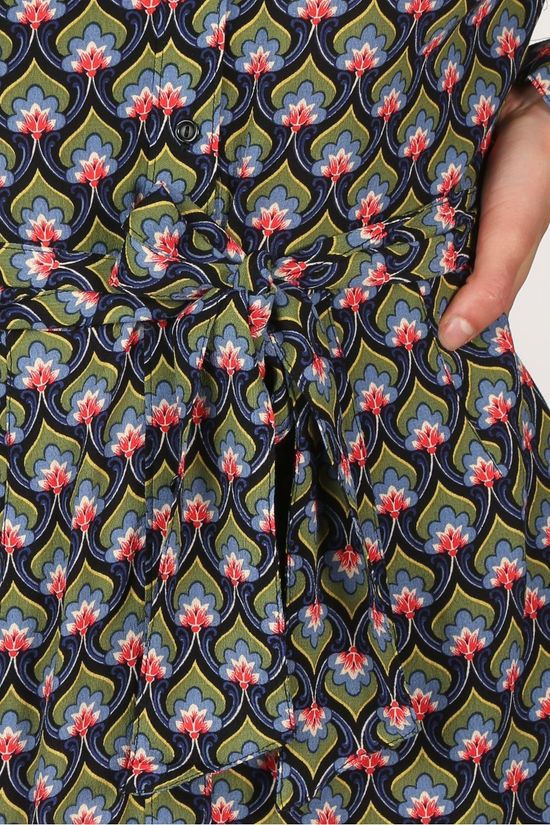 King Louie Robe Rosie Midi Emperor Dark Green/Ass. Flower