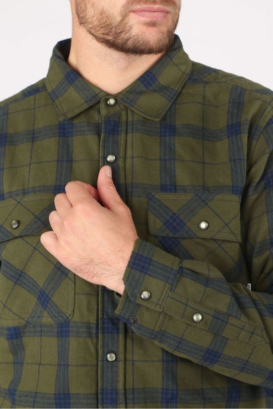 Ayacucho Hemd Flannel Padded Dark Khaki/Navy Blue