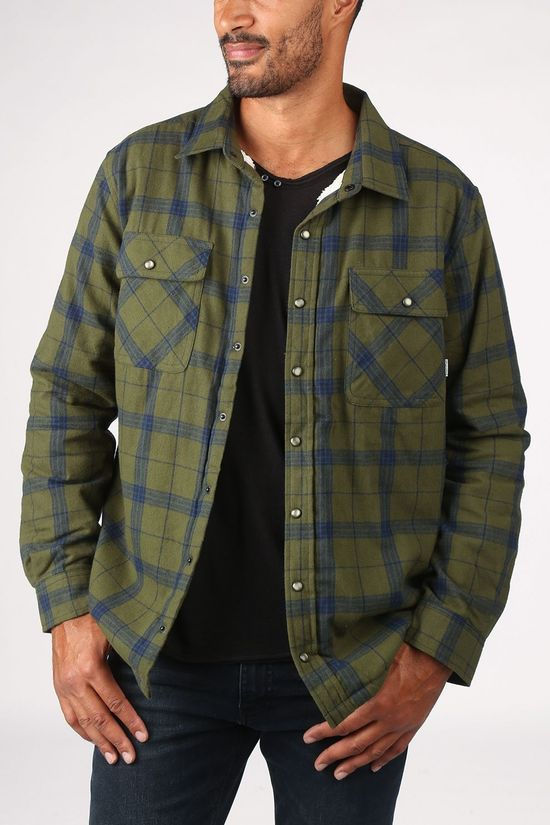 Ayacucho Hemd Flannel Padded Dark Khaki/Navy Blue