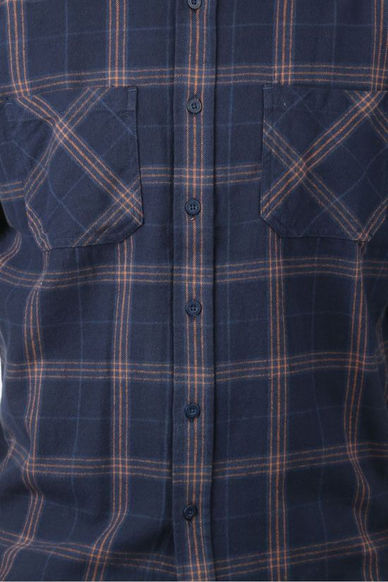 Ayacucho Hemd Flannel Navy Blue/Camel Brown