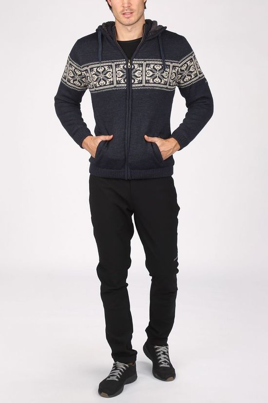 Ayacucho Polaire Knight Wool Hoody Navy Blue/Ecru