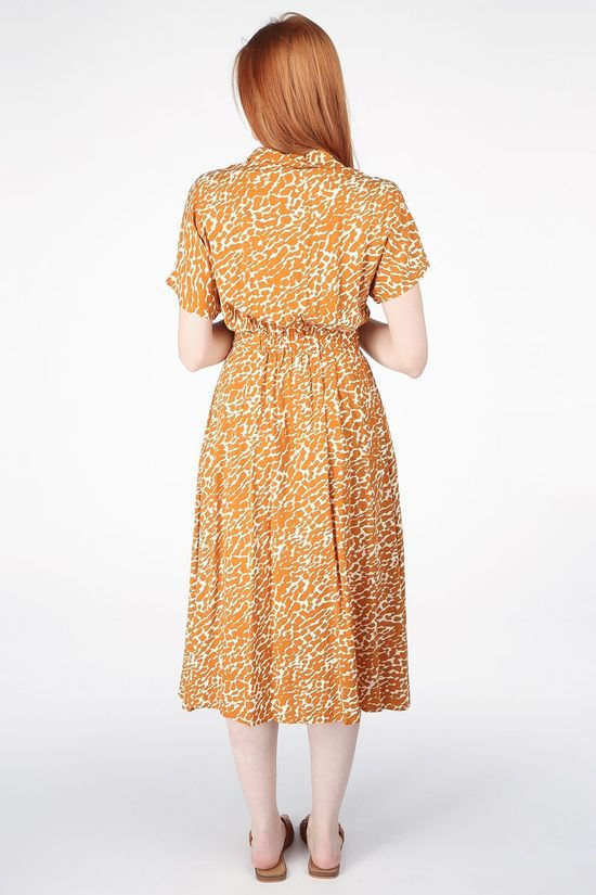 FRNCH Jurk Alexandra Camel Brown/Off White