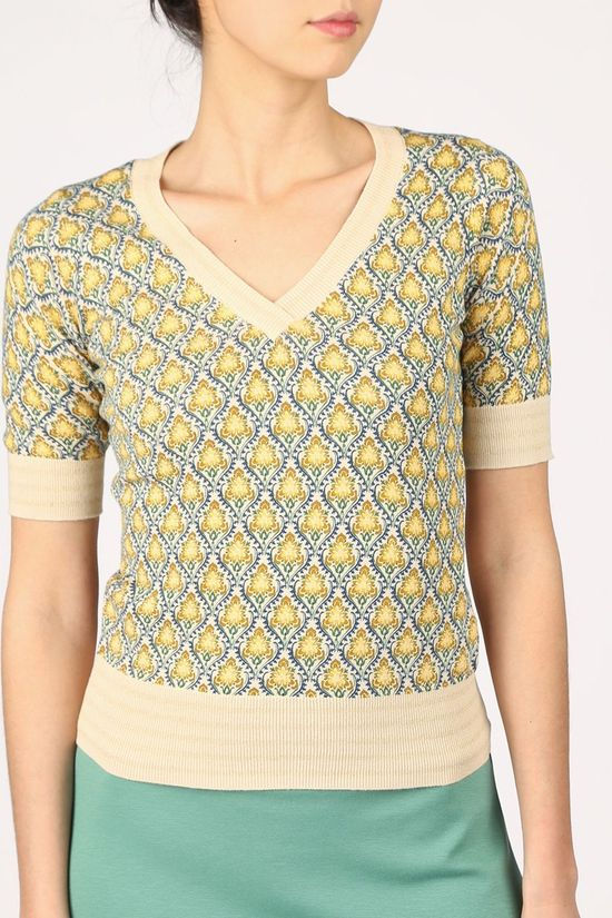 King Louie Trui V-Neck Palmer vanille/yellow