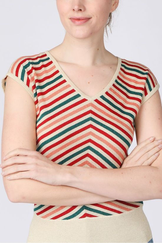 King Louie Pull Deep V Cabana Stripe vanille/light pink