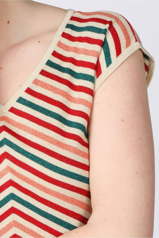 King Louie Pull Deep V Cabana Stripe vanille/light pink