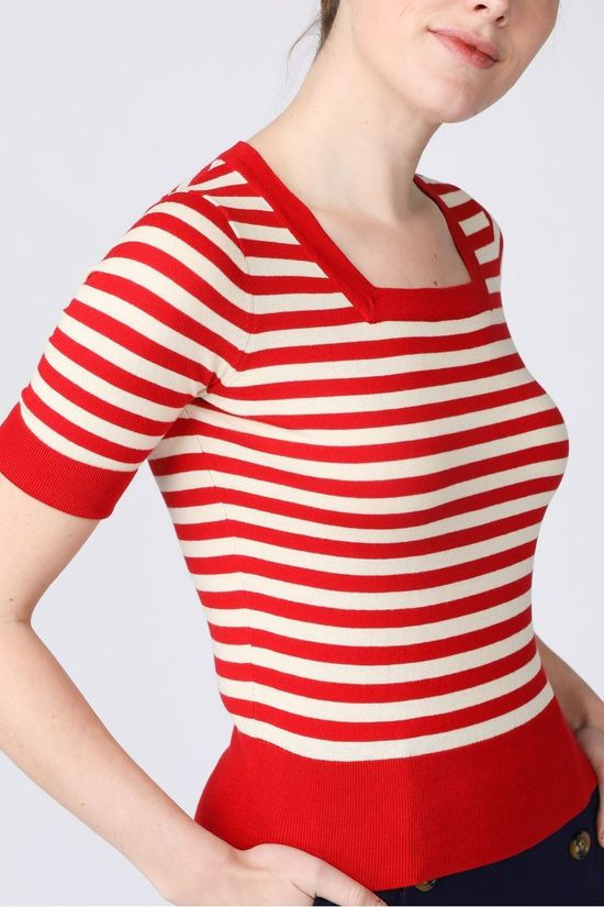 King Louie Pull Square Classic Stripe Ecru/Red