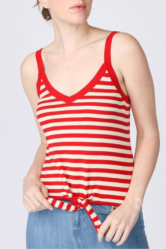 King Louie Pull Isa Knot Camisole Classic Stripe Red/Ecru