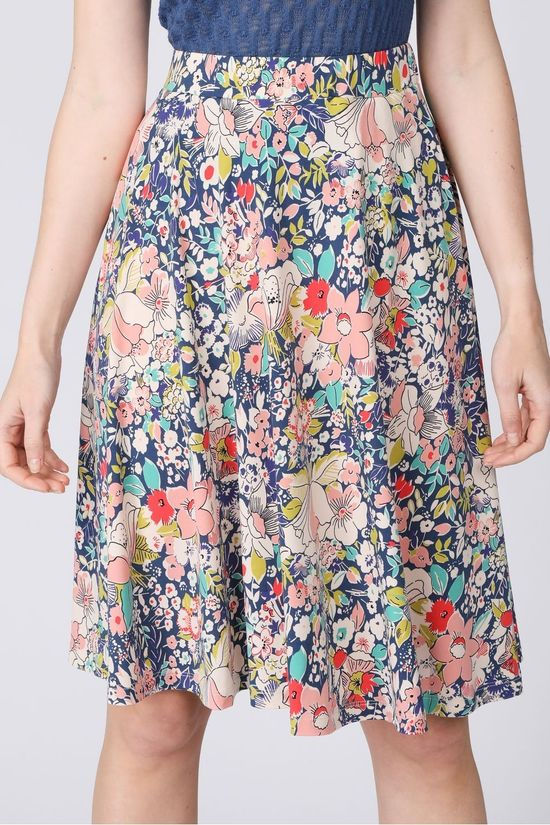 King Louie Jupe Circle Skirt Capitola Royal Blue/Ass. Flower