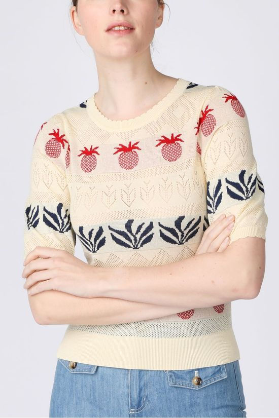 King Louie Pull Agnes Bellsleeve Pineapple Ecru