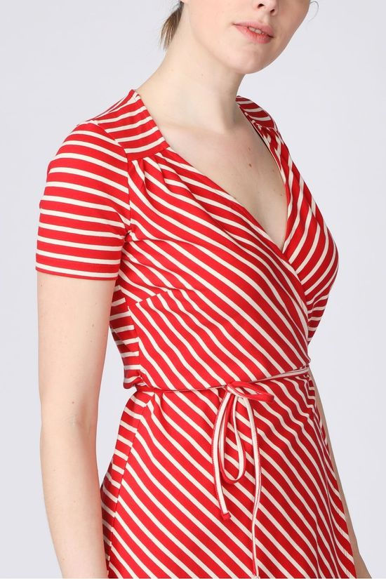 King Louie Robe Mandy Wrap Breton Stripe Ecru/Red