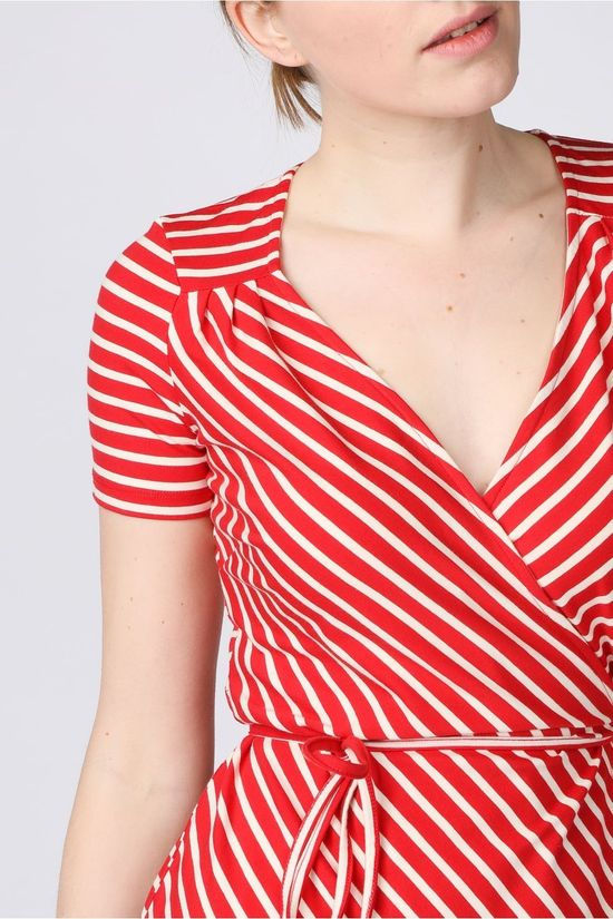King Louie Robe Mandy Wrap Breton Stripe Ecru/Red