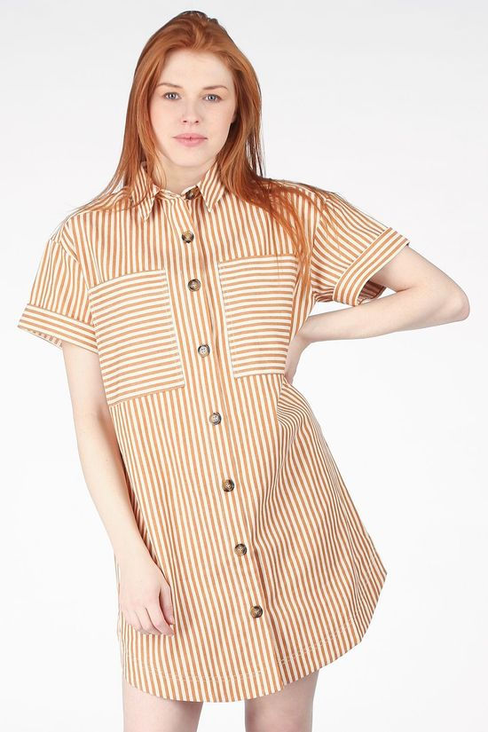 FRNCH Robe Alea Camel Brown/Off White