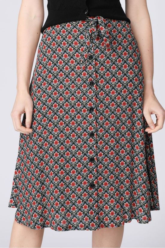 King Louie Rok Juno Button Skirt Palmer Black/Red