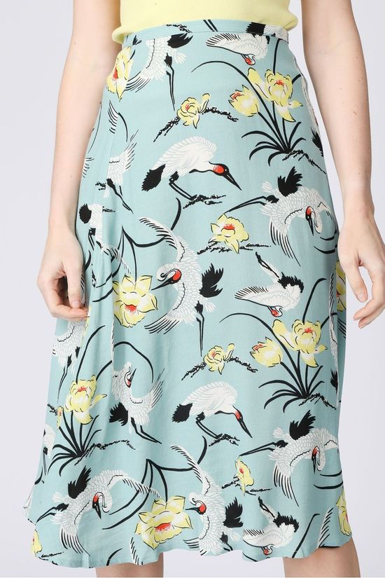 King Louie Rok Juno Midi Skirt Del Rey light blue/mid yellow