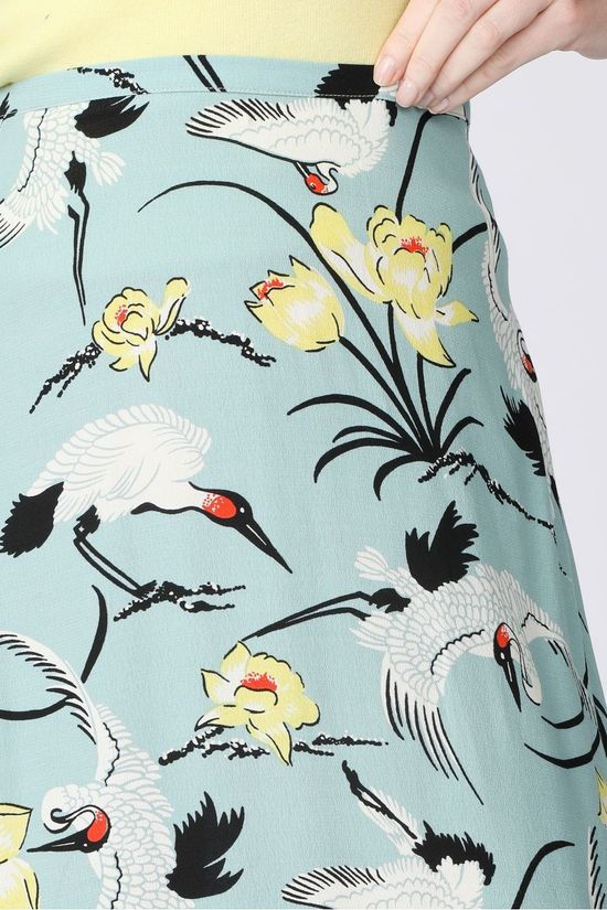 King Louie Rok Juno Midi Skirt Del Rey light blue/mid yellow