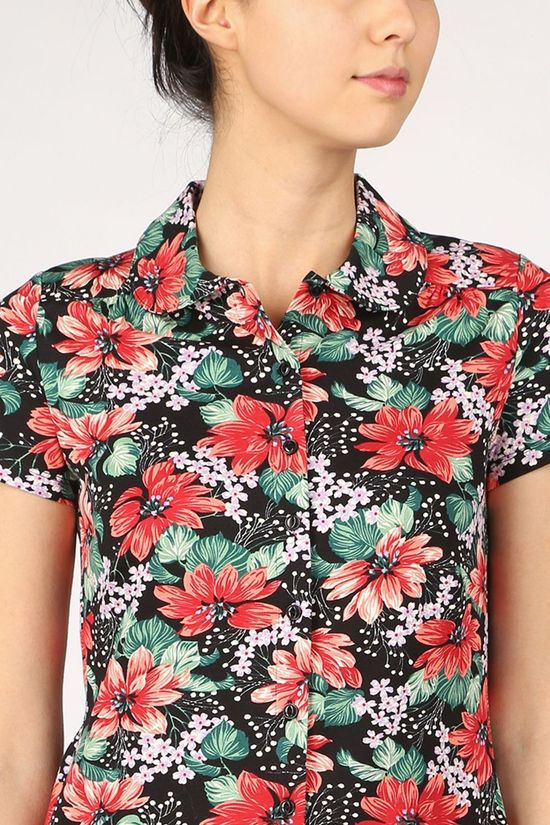 King Louie Hemd Round Collar Pacifica Black/Red