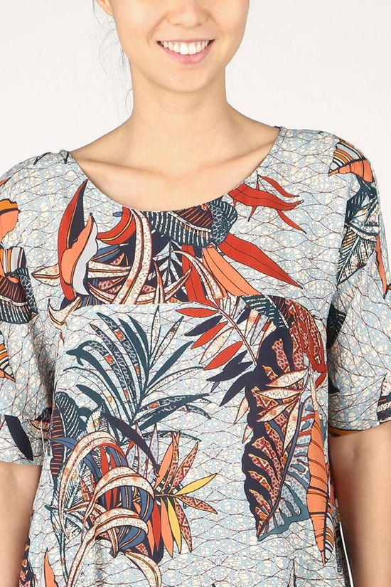 La Fée Maraboutée Blouse Nabila Light Blue/Camel Brown