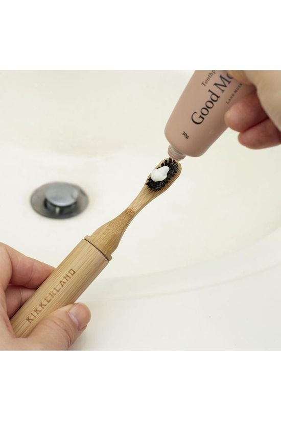 Kikkerland Gadget On The Go Bamboo Toothbrush light brown