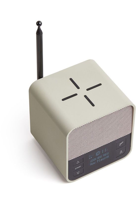 Lexon Speaker Oslo News Clock Radio-Charger-Speaker light grey/mid khaki