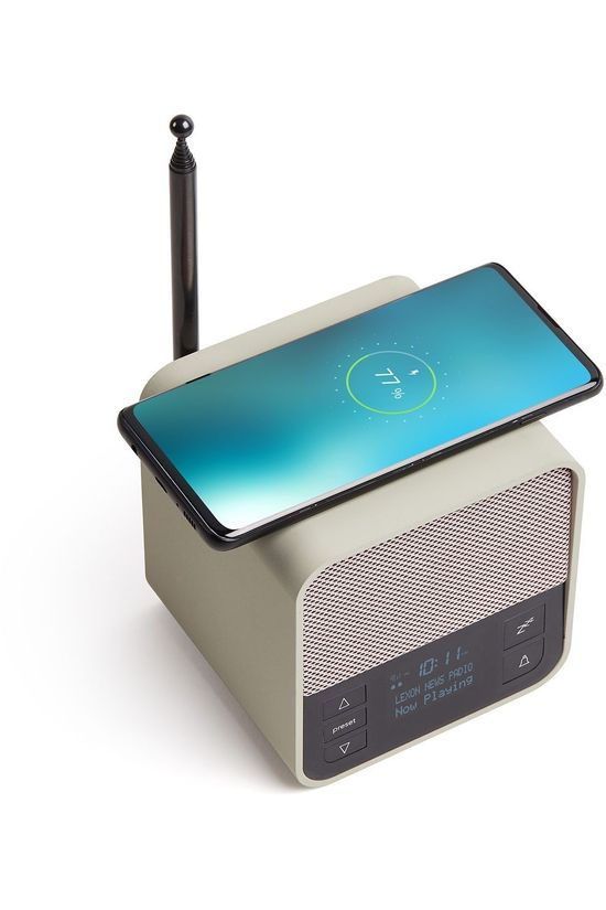Lexon Speaker Oslo News Clock Radio-Charger-Speaker light grey/mid khaki