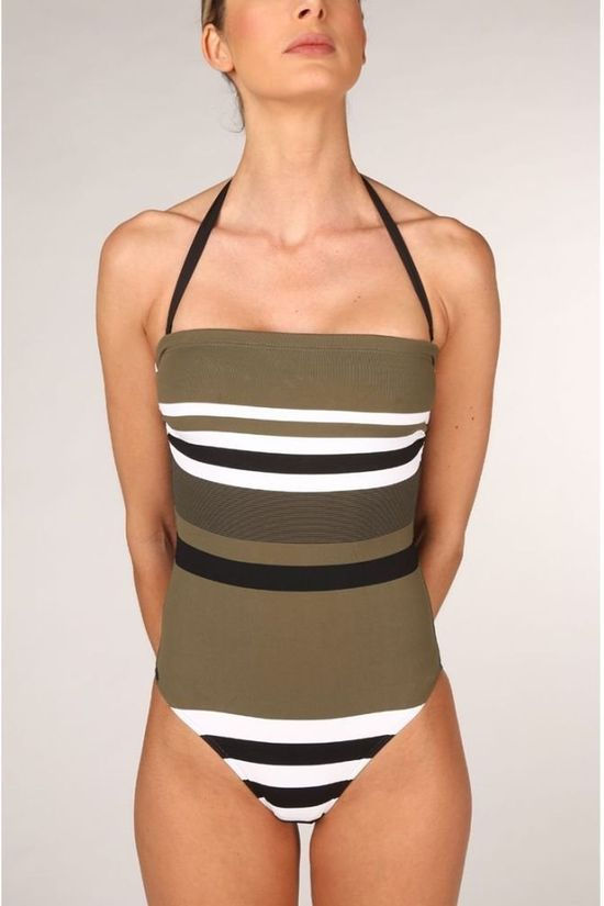 Kiwi Maillot De Bain Line dark khaki/white