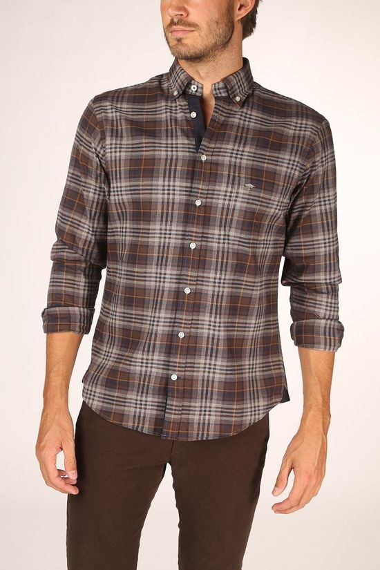 Fynch-Hatton Hemd 1220 6090 dark brown/mid grey