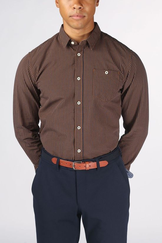 Tom Tailor Hemd 1020877 Camel Brown/Dark Blue