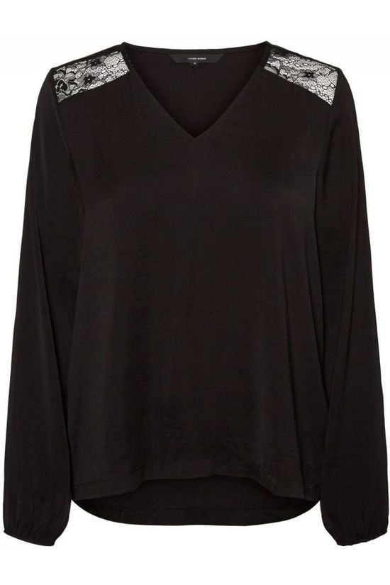 Vero Moda Blouse sandra Lace Ls V-Neck Wvn Bf Black