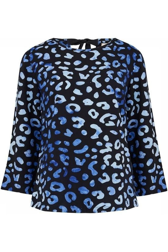 Sugarhill Boutique Blouse Maya Leopard Print Batik Black/Mid Blue
