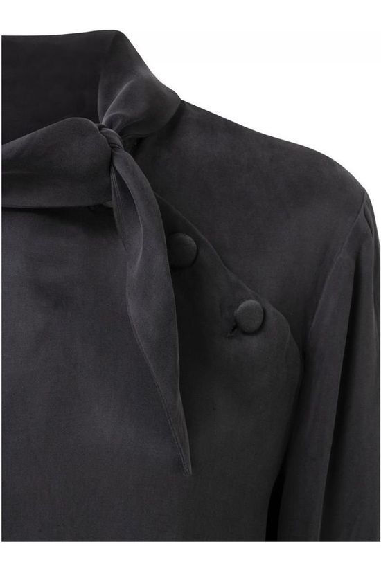 Yaya Blouse Woven Tie Neck Black