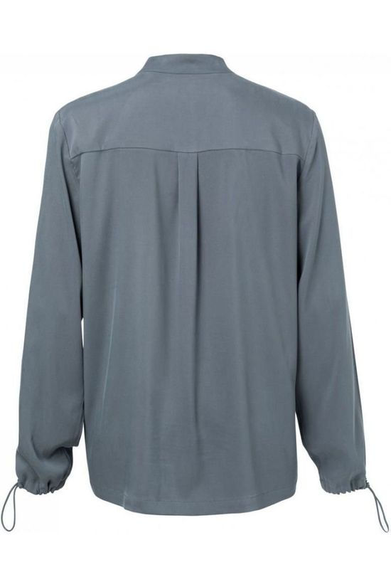 Yaya Blouse Cupro Blend High Neck With Zipper And Drawstrings On mid blue