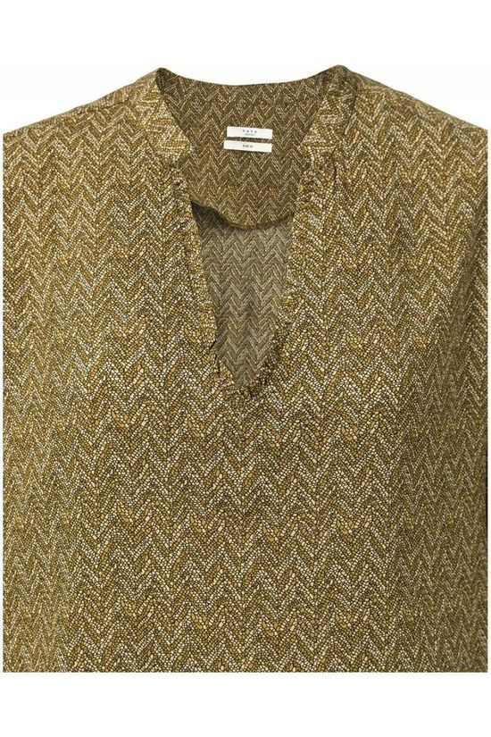 Yaya Blouse Ruffled V-Neck With Drawstrings mid khaki/mid yellow