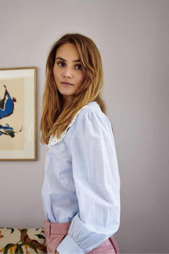 Numph Blouse Nucelie light blue/off white