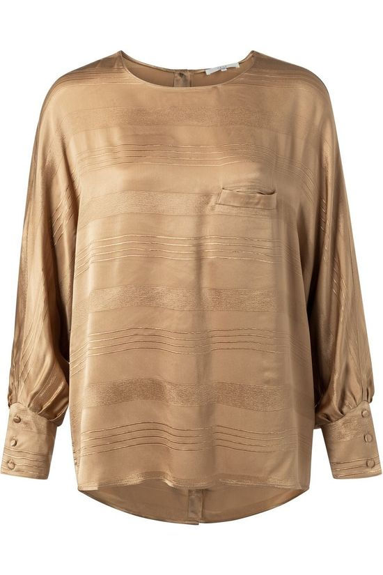 Yaya Blouse With Stripe Jacquard Sand Brown